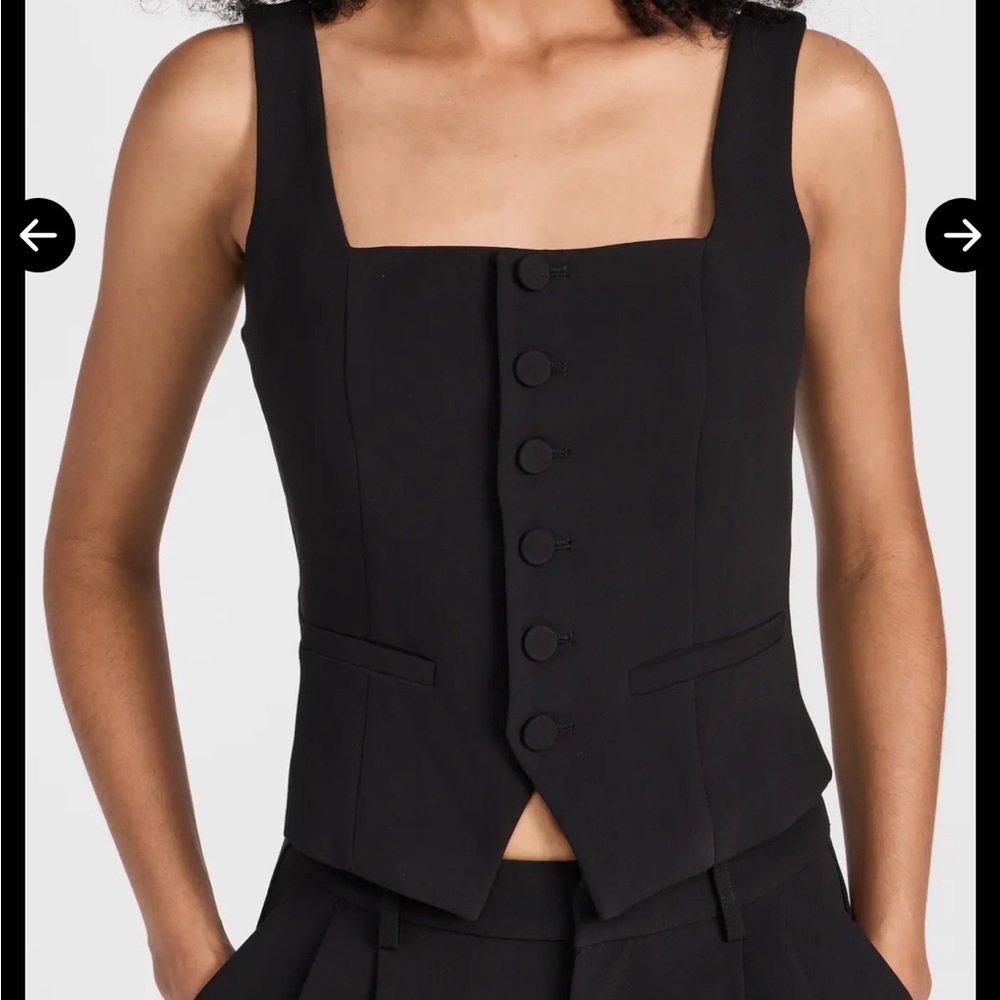 PAIGE Black Square-Neck Button Front Camisole